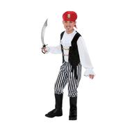 Smiffys Pirate Costume, Black & White with Shirt, Trousers, Bootcovers, Headscarf & Belt, Boys Fancy Dress, Pirate Dress Up Costumes