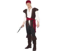 Mens Brave Pirate Fancy Dress Costume Daring Halloween Themed Dress Up Party