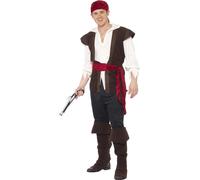 Smiffys Pirate Deck Mate Captain Sea Ship Adult Mens Halloween Costume 20469