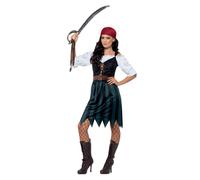 Smiffy's Women's Pirate Deckhand Costume, Shirt, Mock Waistcoat, Skirt, Belt & -
