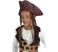 Smiffys Pirate Hat, with Dreadlocks, Boys Fancy Dress, Child Dress Up Hats