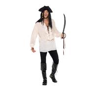 Smiffys Pirate Shirt, Ivory with Lace Up Front, Pirate Fancy Dress, Pirate Dress Up Costumes