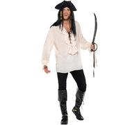 Smiffys Pirate Shirt, Ivory with Lace Up Front, Pirate Fancy Dress, Pirate Dress Up Costumes