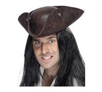Adult's Brown Pirate Hat - hat pirate fancy dress tricorn accessory costume brown mens ladies smiffys