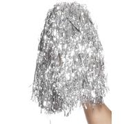 Cheerleader Pom Poms Fancy Dress Silver New by Smiffys