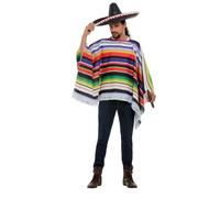 Smiffys Poncho, Multi-Coloured , Cowboys and Indians Fancy Dress, Mexican Dress Up Costumes