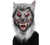 Grey Wolf Overhead Rubber Mask - mask halloween wolf fancy dress prowler werewolf mens face grey adult smiffys masks accessories one size