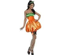 Smiffys Pumpkin Costume, Orange with Dress and Headpiece, Fever Fancy Dress, Pumpkin Dress Up Costumes
