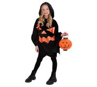 Smiffys Pumpkin Halloween Poncho in Black Smiffys Black One Size