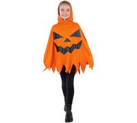 Smiffys Pumpkin Poncho, Orange, Kids