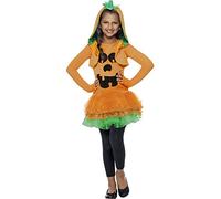 Smiffys Pumpkin Tutu Dress Costume, Orange with Tutu Dress & Hooded Jacket, Halloween Child Fancy Dress, Pumpkin Dress Up Costumes