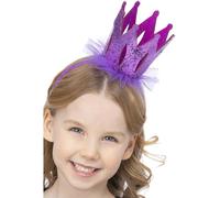Smiffys Purple Glitter Crown Headband, Halloween Child Fancy Dress, The Queen Dress Up Hats