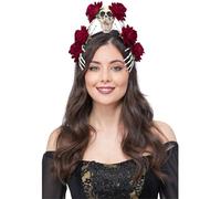Smiffys Purple Rose & Skull Hand Headband, Halloween Fancy Dress Accessory, Day of The Dead Dress Up Hats