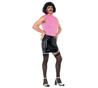 Smiffys Queen Break Free Housewife Costume, Pink & Black, Iconic Dress, Wig & Moustache, Official Queen License Outfit with Zip Fastening & Belt Attached, Channel Freddie's Flamboyant Spirit
