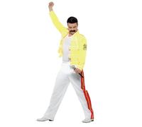 Smiffys Queen Freddie Mercury Costume, Yellow with Jacket & Trousers, Officially Licensed Queen Fancy Dress, Adult Dress Up Costumes Halloween