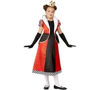 Smiffys Queen of Hearts Costume, Red Dress & Headband, Girls Fancy Dress, Storybook Character Dress Up Costumes