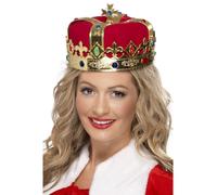 Smiffys Queen's Crown, Red with Jewels, Historical Fancy Dress, Historical Dress Up Hats