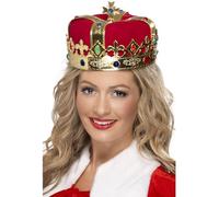 Smiffys Queen's Crown, Red with Jewels, Historical Fancy Dress, Historical Dress Up Hats