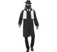 Smiffys Rabbi Costume, Black with Jacket, Scarf, Hat & Beard, Saints and Sinners Fancy Dress, Adult Dress Up Costumes