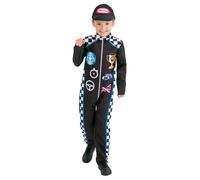 Smiffys Racing Driver Costume Set in Black | Size: 7-9 Years Smiffys Black 7-9 Years