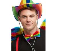 Smiffys Rainbow Bow Tie, Multi-Coloured Elasticated, Rainbow/Gay Pride Items Fancy Dress, Adult Dress Up Accessories
