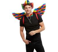Smiffys Rainbow Feather Wings, Multi-Coloured 80cm/31in, Rainbow/Gay Pride Items Fancy Dress, Adult Dress Up Accessories