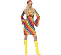Smiffys Rainbow Hippie Costume, Multi-Coloured (Size M)