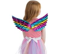 Smiffys Rainbow Metallic Unicorn Wings 40x20cm/16x8in, Girls Fancy Dress, Child Dress Up Accessories