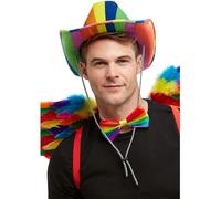 Smiffys Rainbow Stetson Hat, Multi-Coloured, Rainbow/Gay Pride Items Fancy Dress, Adult Dress Up Hats