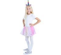 Smiffys Rainbow Unicorn Kit Printed Tutu & Headband, Girls Fancy Dress, Child Dress Up Accessories