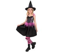 Smiffys Rainbow Web Witch Costume with Dress & Hat, Halloween Child Fancy Dress, Witch Dress Up, Age 4-6