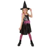 Smiffys Rainbow Web Witch Costume with Dress & Hat, Halloween Child Fancy Dress, Witch Dress Up, Age 7-9