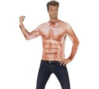Smiffy's Men's Realistic Muscle Top, Size: M, Colour: Nude, 43513 - muscle top smiffys mens realistic size colour nude 43513 costume adonis body