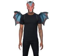 Smiffys Red Dragon Kit with Mask & Wings, Halloween Fancy Dress Accessory, Dragon Dress Up Accessories