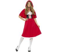 Smiffys Red Riding Hood Costume Red with Longer Length Dress & Cape Fairytale