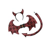 Adults Retro Lace Devil Kit Black Red Halloween Accessory Set