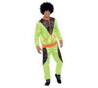 Smiffys Retro Shell Suit Costume, Mens, Neon Green, M - Size 38-40