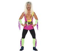 Smiffys Retro Wrestler Costume, Multi-colour, XL - Size 46 in-48 in