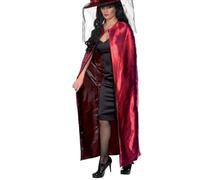 Smiffy's Deluxe Reversible Cape - Red And Black - cape halloween fancy dress reversible costume deluxe witches ladies cloak womens red black