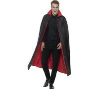 Smiffys Reversible Vampire Cape, Black & Red 127cm / 50inch, Halloween Adult Fancy Dress, Vampire Dress Up Costumes