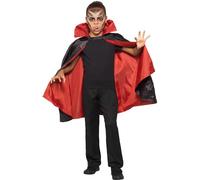 Smiffys Reversible Vampire Cape, Black & Red, Halloween Child Fancy Dress, Vampire Dress Up Accessories
