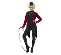 Smiffys Ringmaster Costume, Red with Jacket, Collar & Mini Top Hat, Circus Fancy Dress, Adult Dress Up Costumes, World Book Day
