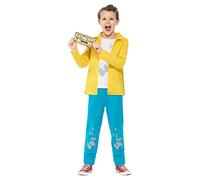 Smiffys Roald Dahl Charlie Bucket Costume, Yellow with Top, Trousers & Golden Ticket, Officially Licensed Roald Dahl Fancy Dress, Child Dress Up Costumes