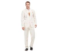Smiffys Roaring 20s Gent Costume, White with Tuxedo Jacket, Trousers & Mock Top, 1920's Razzle Fancy Dress, 1920s Dress Up Costumes