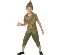 Smiffys Robin Hood Costume, Green with Hat, Top & Trousers, Boys Fancy Dress, Storybook Character Dress Up Costumes