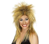 Smiffys Rock Diva Wig, Ginger Long Mullet, 1980's Fancy Dress, Adult Dress Up Wigs Halloween