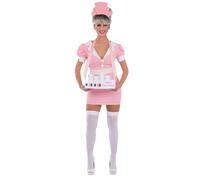Smiffys Rocky Horror Usherette Costume for Women, Official Licensed Fancy Dress with Pink Dress, Matching Hat & Ice Cream Tray, Musical Film Character Outfit for Parties, Halloween & Themed Events