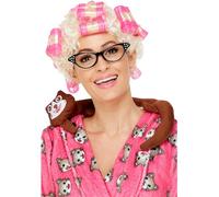 Smiffys Roller Granny Wig, Blonde with Rollers, Funny Fancy Dress, Comedy Dress Up Wigs