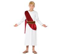 Smiffys Roman Costume, White with Robe, Belt and Headpiece, Boys Fancy Dress, Child Dress Up Costumes