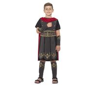 Smiffys Roman Soldier Costume, Black with Tunic, Attached Cape, Arm & Leg Cuffs, Boys Fancy Dress, Child Dress Up Costumes